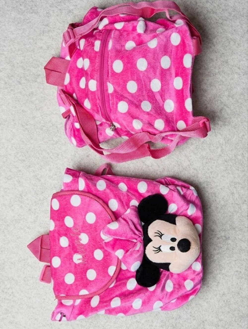 Disney Pink and White Polka Dot Minnie Mouse Kids Backpack Set